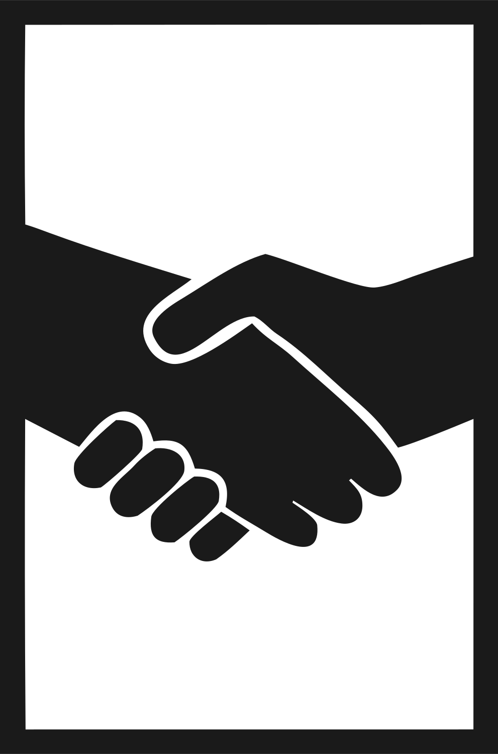Negative Space Handshake Portrait Logo #1a1a1a/#ffffff