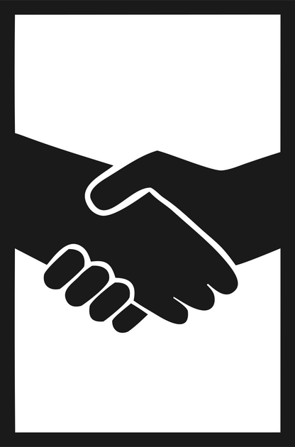 Negative Space Handshake Portrait Logo #1a1a1a/#ffffff