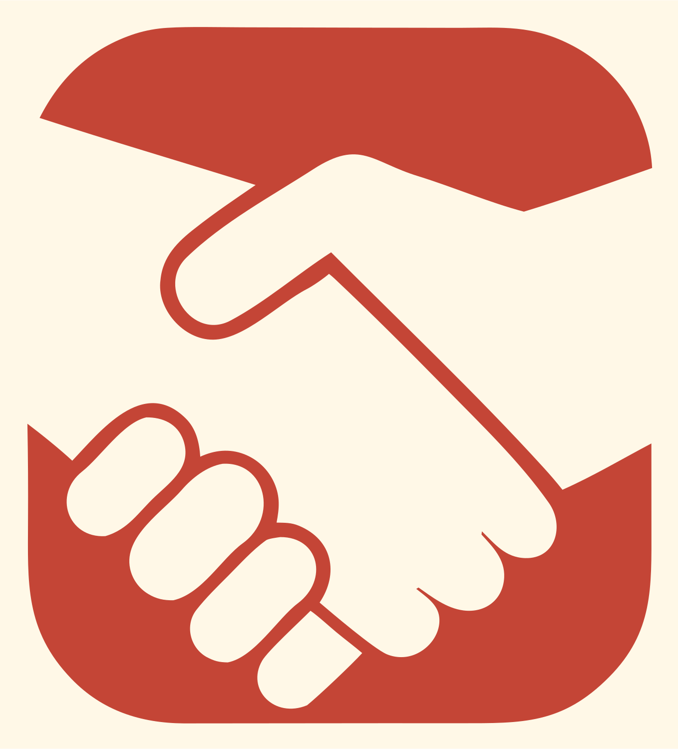 Handshake Rounded Badge Logo #fff8e7/#c44536
