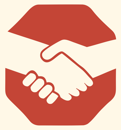 Handshake Octagon Negative Space Logo #fff8e7/#c44536