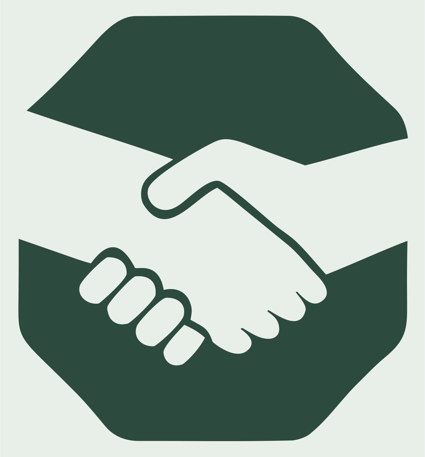 Handshake Octagon Negative Space Logo #e8efe9/#2d4a3e