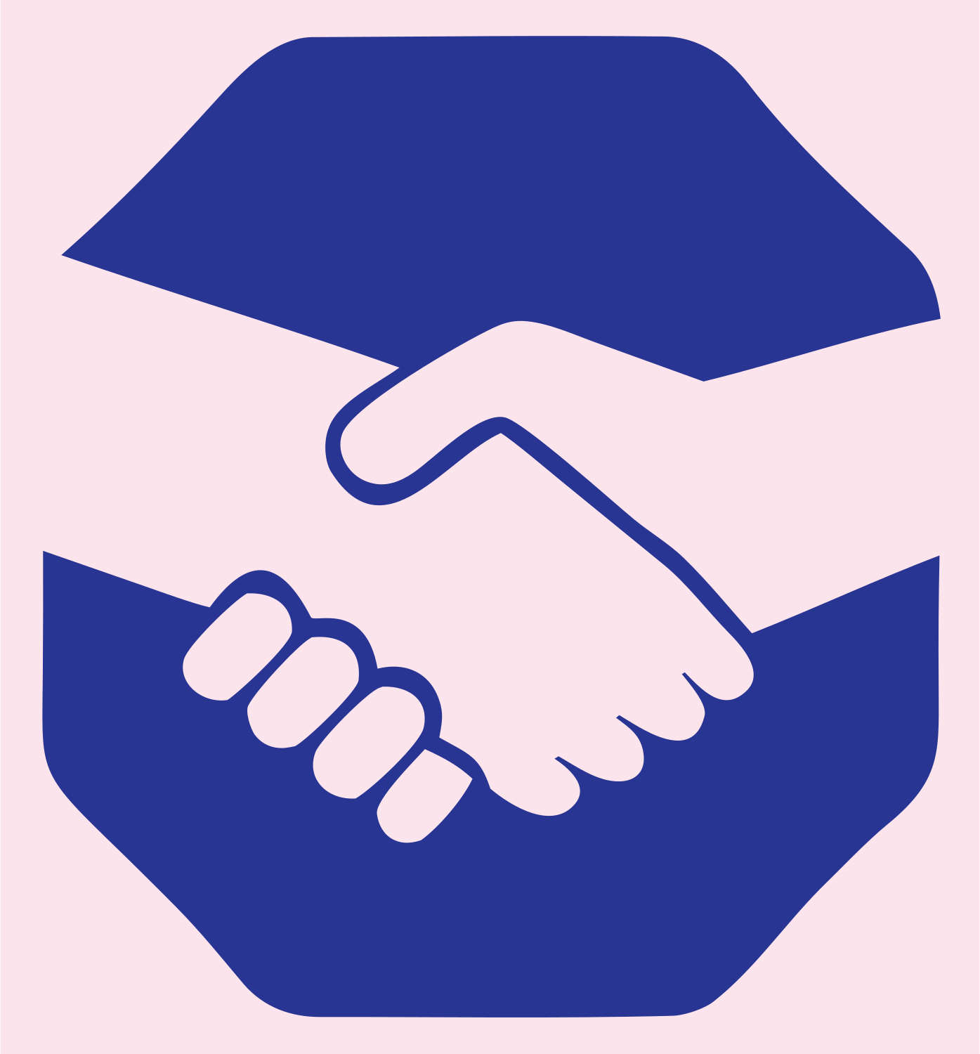 Handshake Octagon Negative Space Logo #fce4ec/#283593
