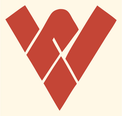Letter W Runner Brutalist Logo #fff8e7/#c44536