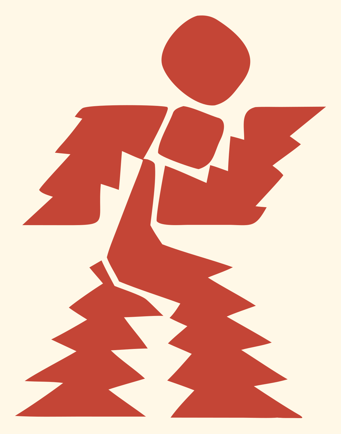 Forest Runner Brutalist Logo #fff8e7/#c44536