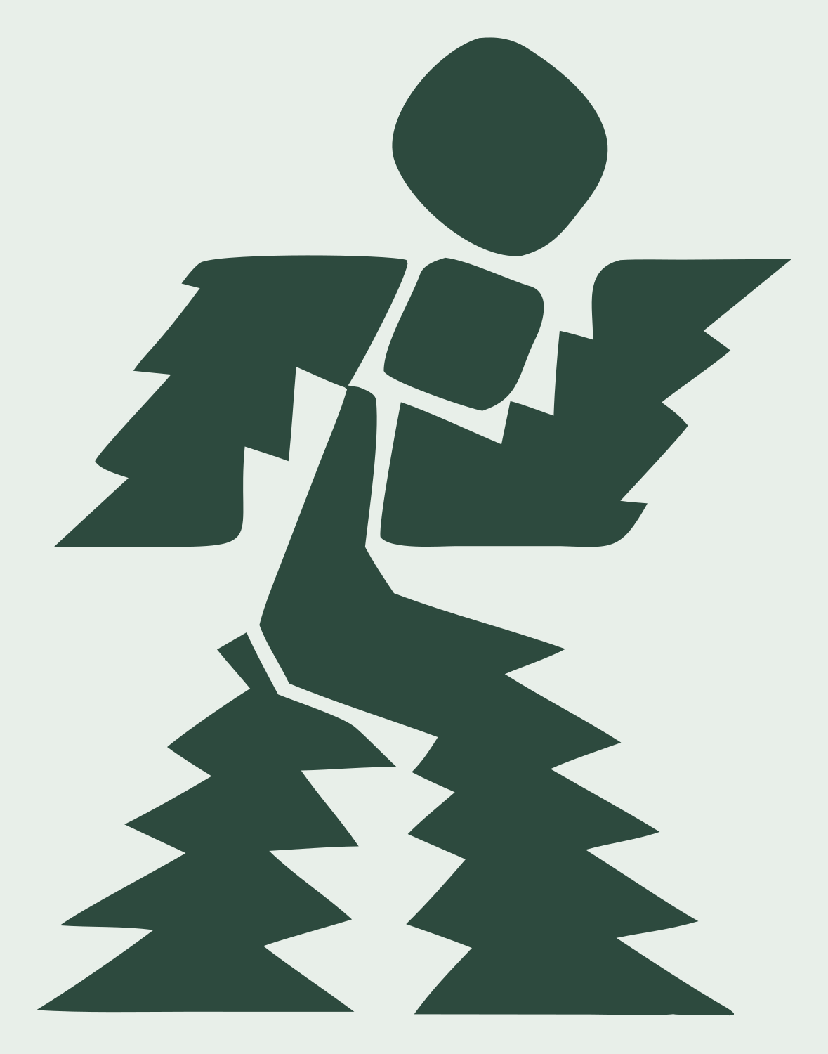 Forest Runner Brutalist Logo #e8efe9/#2d4a3e