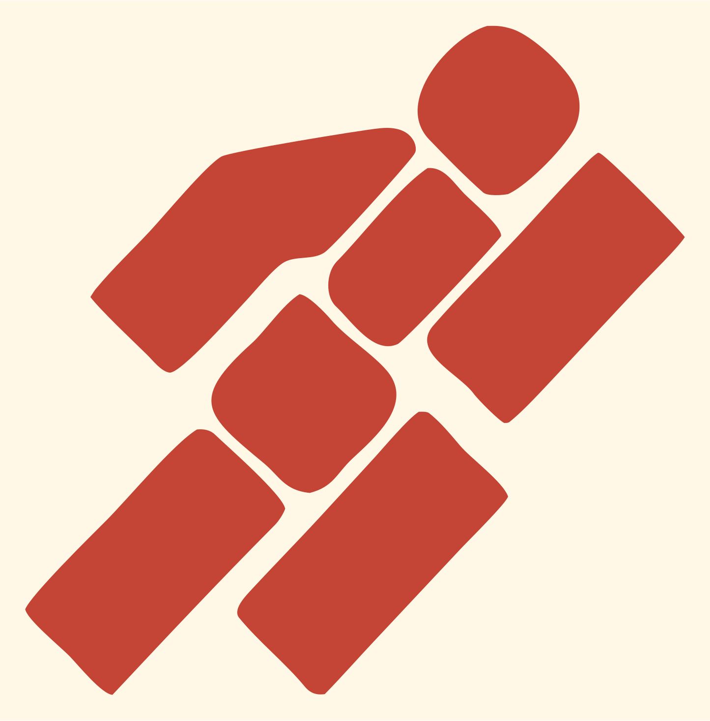 Fragmented Tiles Runner Logo #fff8e7/#c44536