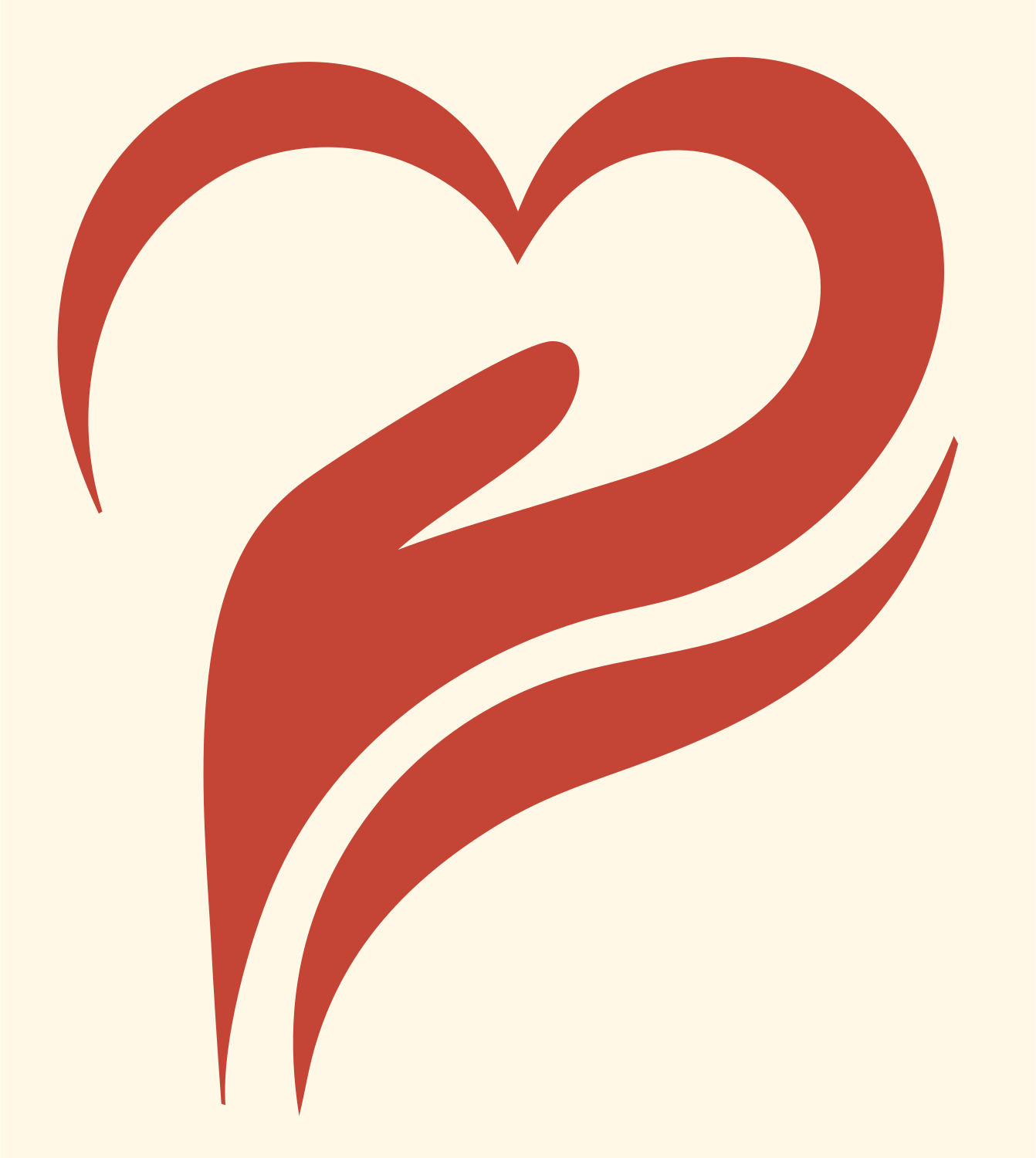 Flowing Heart Flame Logo #fff8e7/#c44536