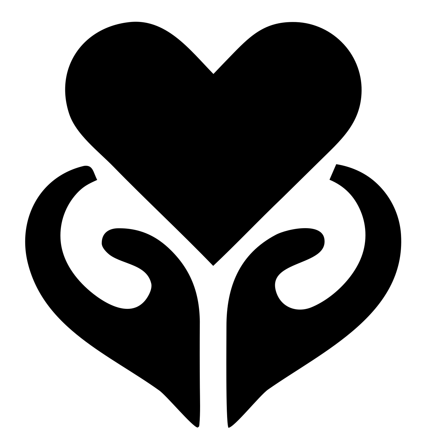 Two Hands Lifting Heart Logo #ffffff/#000000
