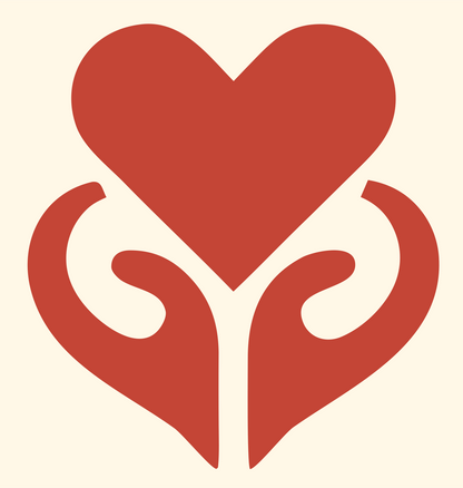 Two Hands Lifting Heart Logo #fff8e7/#c44536