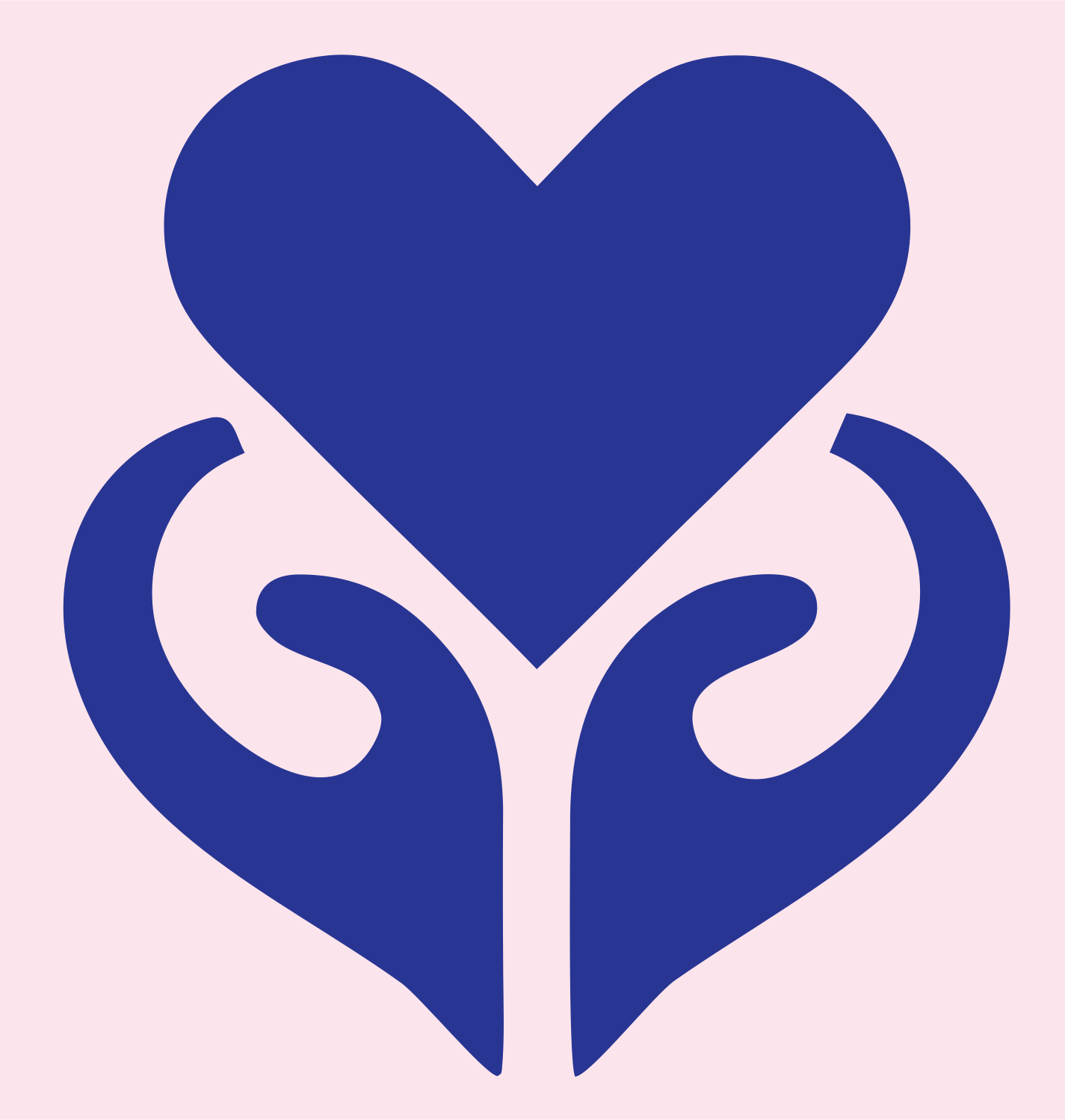 Two Hands Lifting Heart Logo #fce4ec/#283593