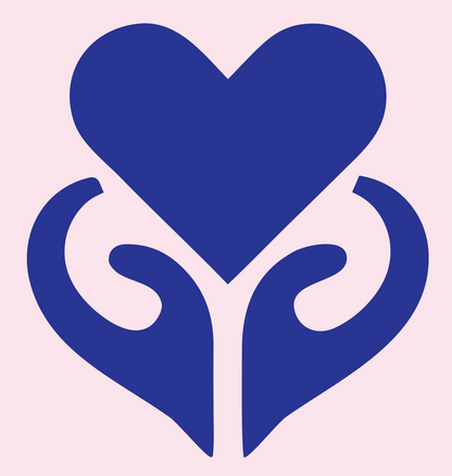 Two Hands Lifting Heart Logo #fce4ec/#283593