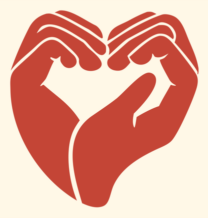 Heart Gesture Hands Logo #fff8e7/#c44536