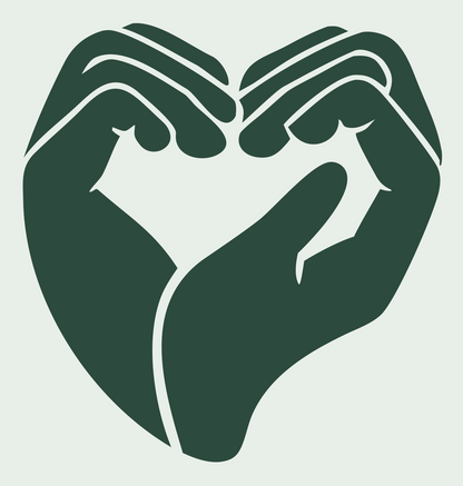 Heart Gesture Hands Logo #e8efe9/#2d4a3e