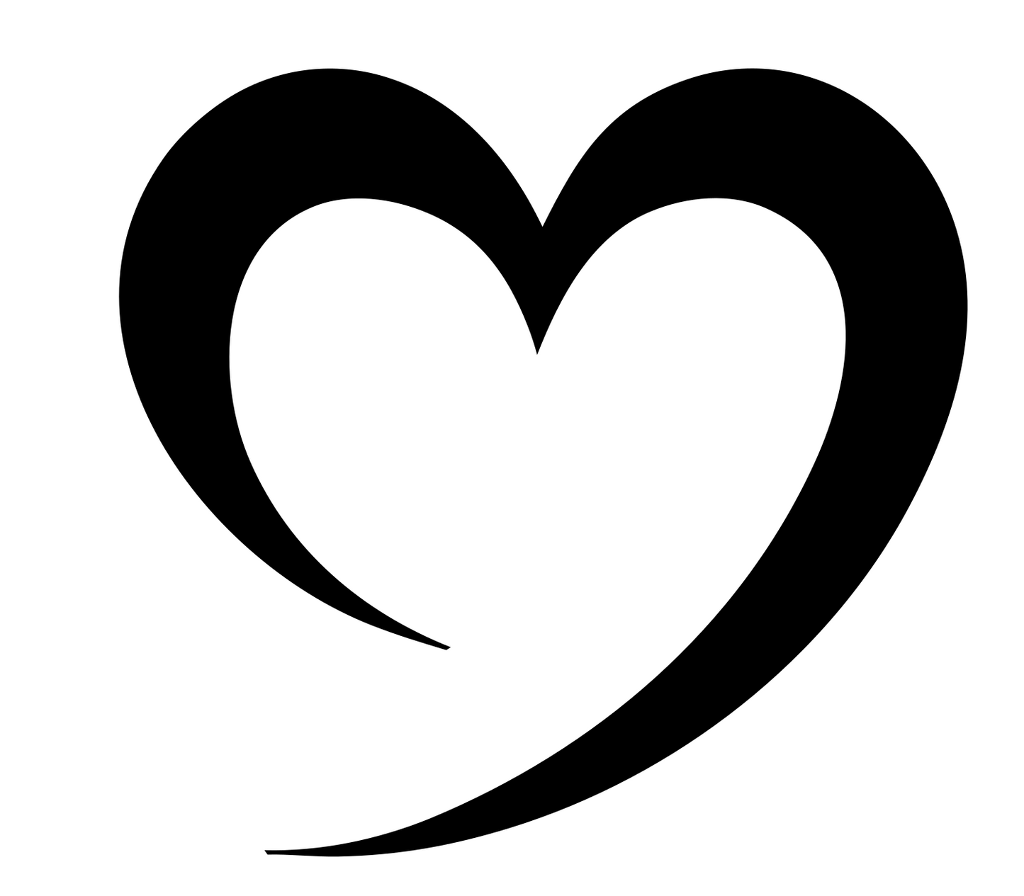 Calligraphy Stroke Heart Logo #ffffff/#000000