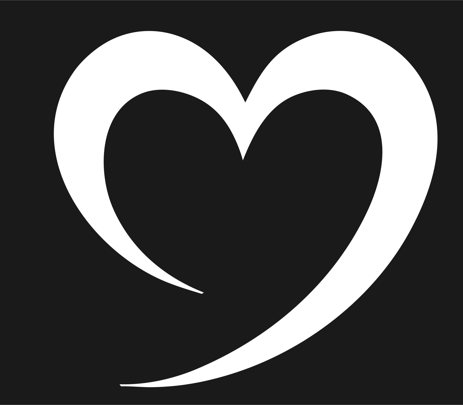 Calligraphy Stroke Heart Logo #1a1a1a/#ffffff