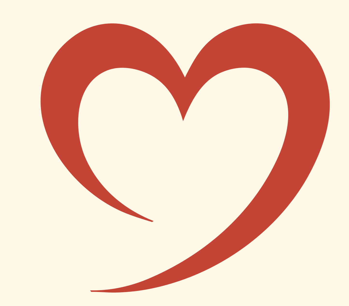 Calligraphy Stroke Heart Logo #fff8e7/#c44536