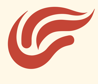 Swooping Wing Flame Logo #fff8e7/#c44536