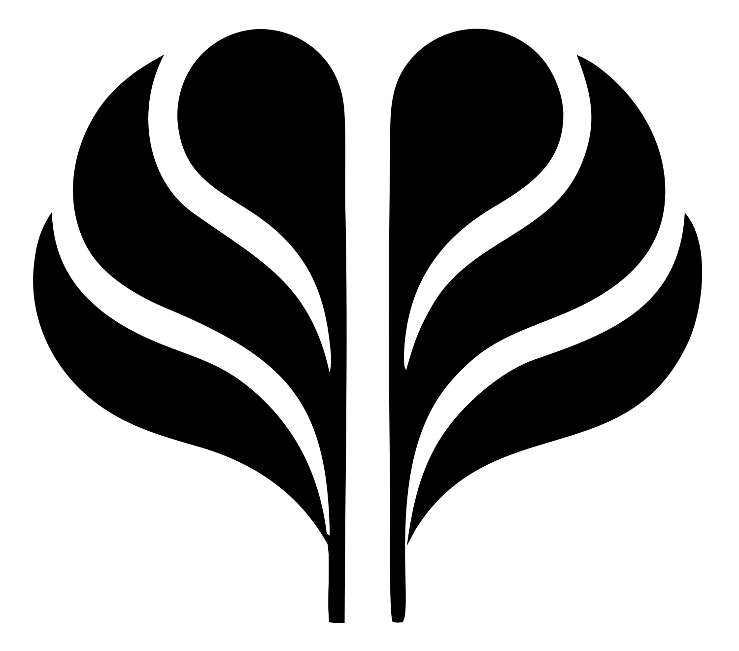 Symmetrical Leaf Heart Logo #ffffff/#000000