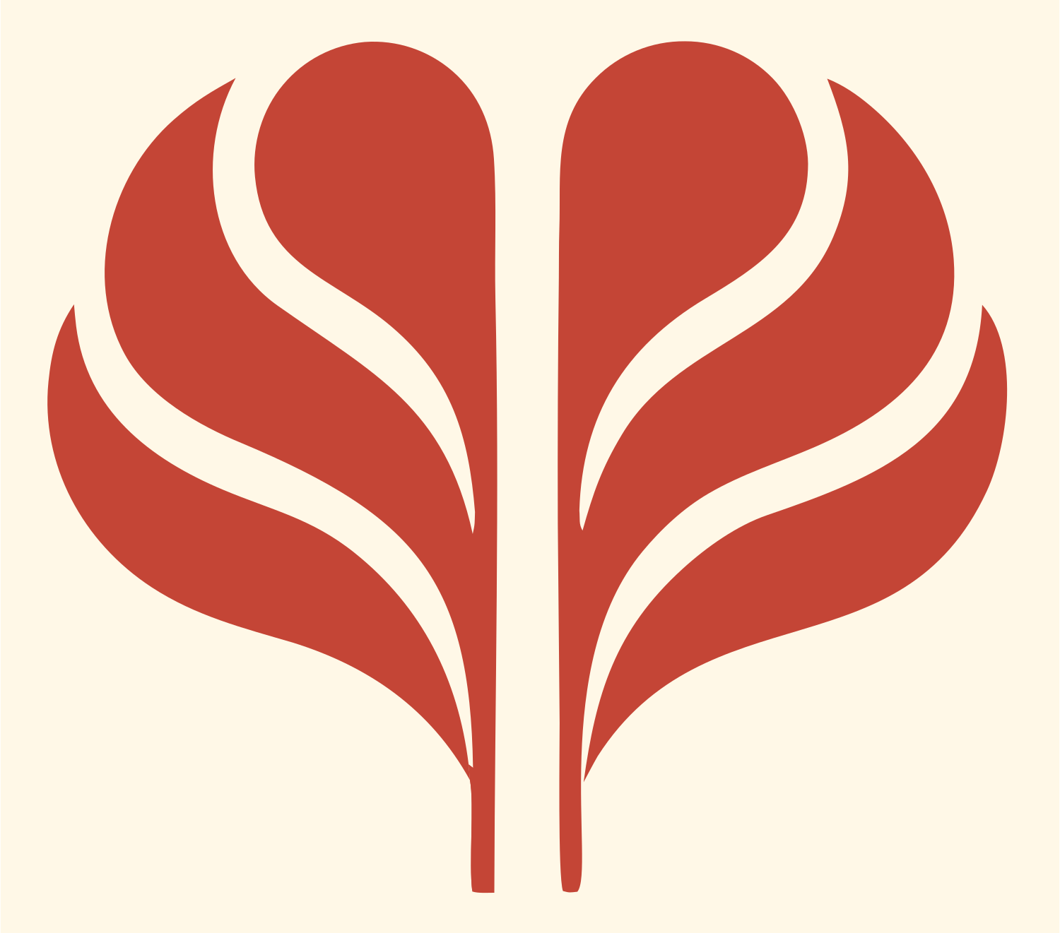 Symmetrical Leaf Heart Logo #fff8e7/#c44536