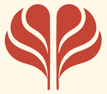 Symmetrical Leaf Heart Logo #fff8e7/#c44536