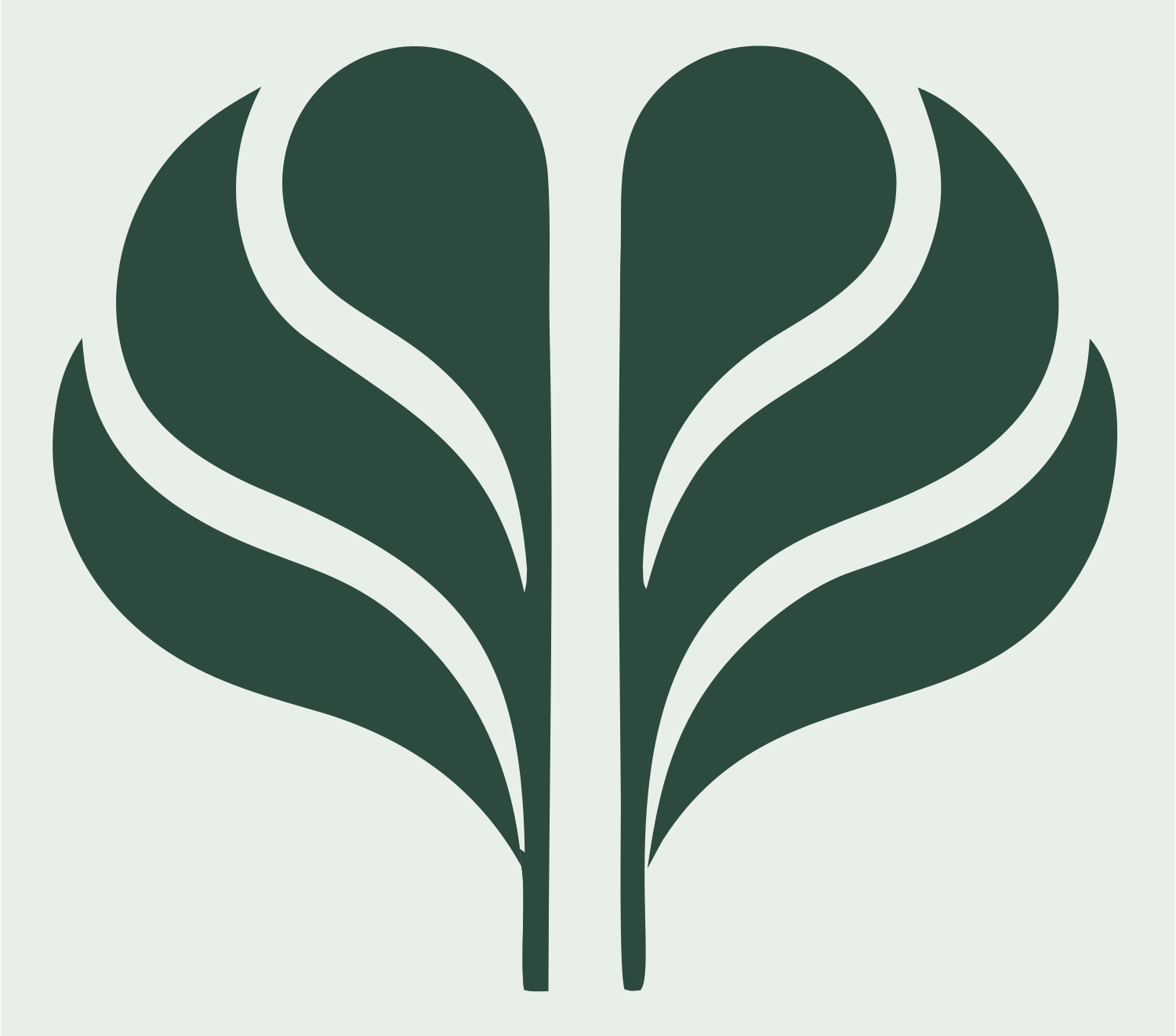 Symmetrical Leaf Heart Logo #e8efe9/#2d4a3e