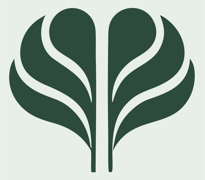 Symmetrical Leaf Heart Logo #e8efe9/#2d4a3e