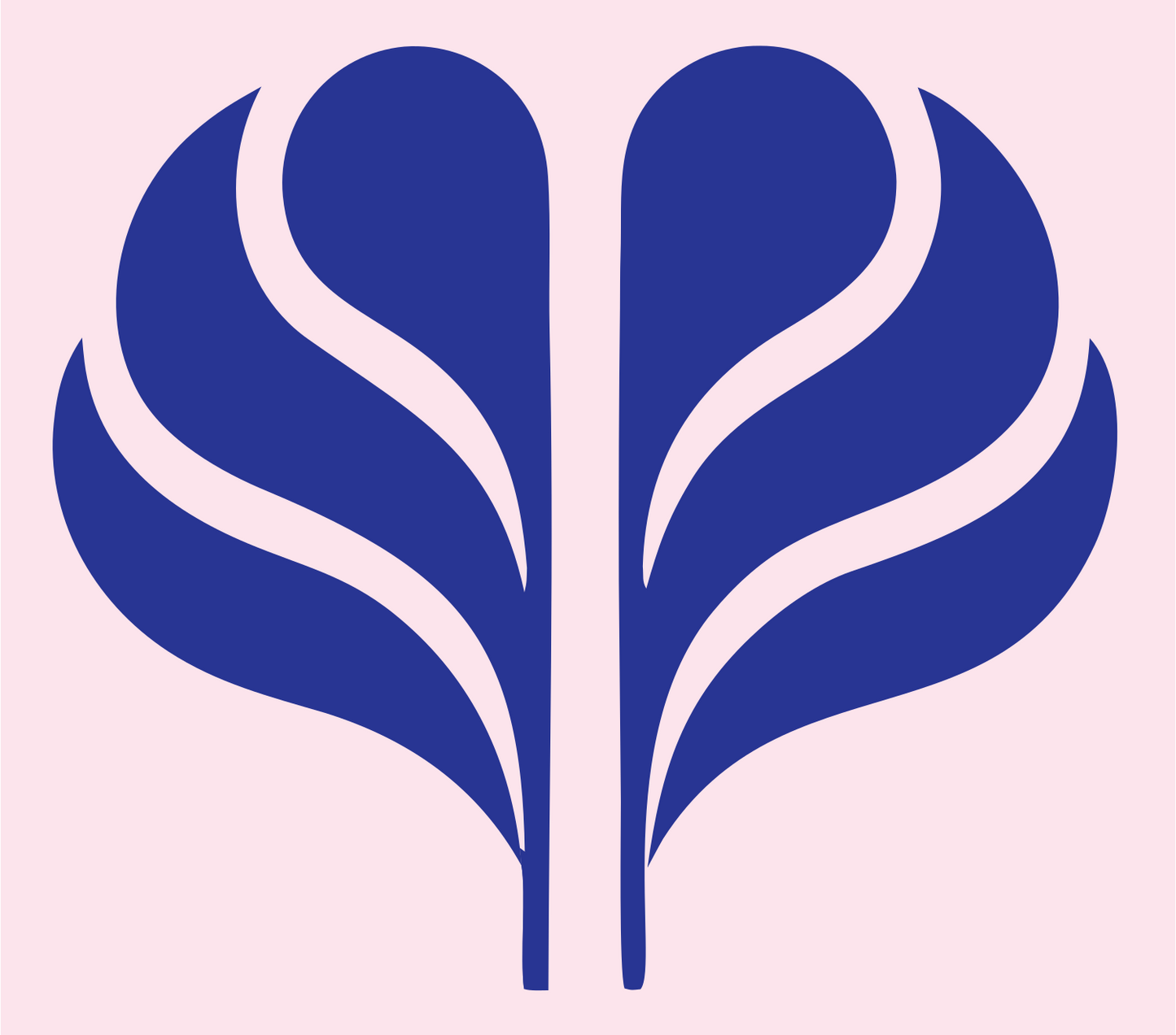 Symmetrical Leaf Heart Logo #fce4ec/#283593