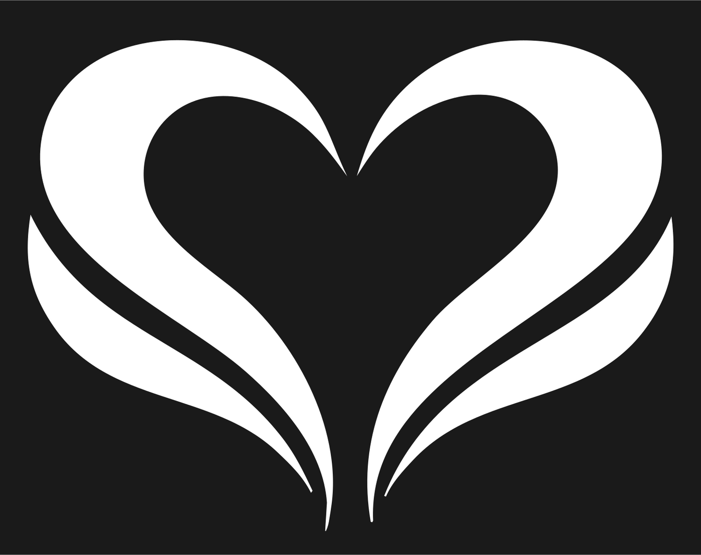 Heart with Swept Wings Logo #1a1a1a/#ffffff