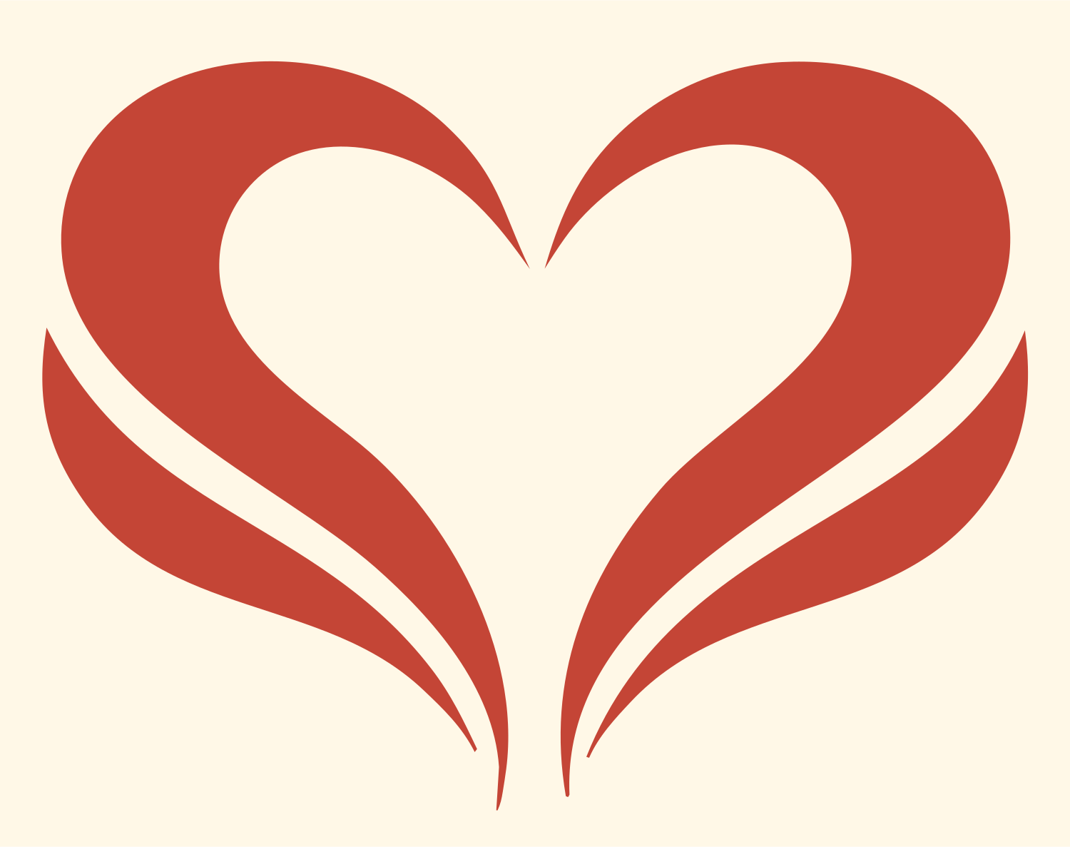 Heart with Swept Wings Logo #fff8e7/#c44536