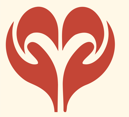Sprouting Plant Heart Logo #fff8e7/#c44536