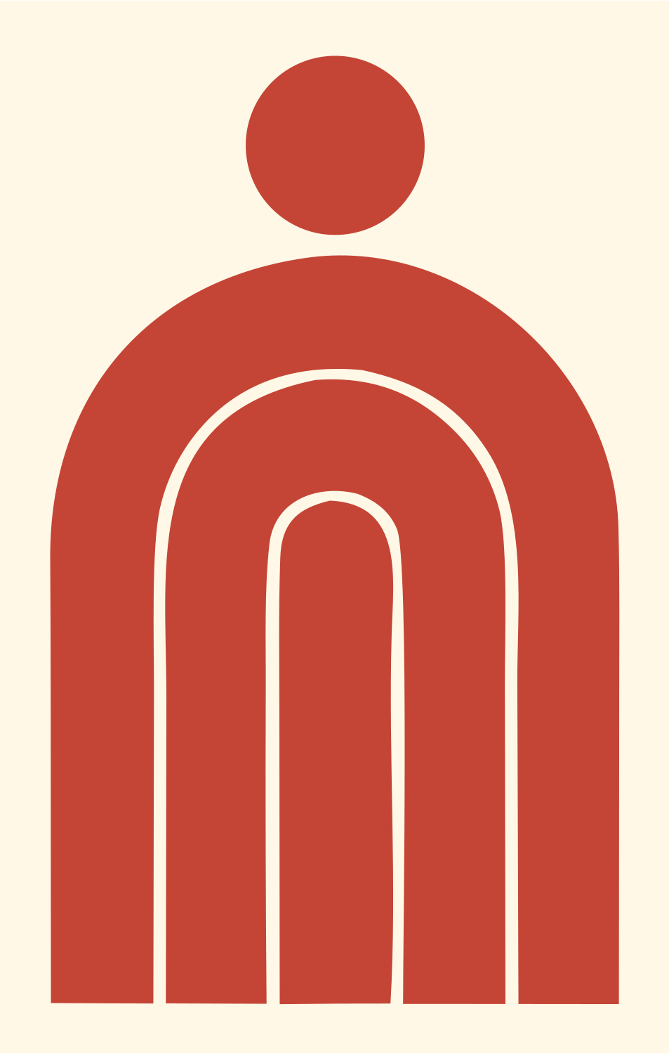 Person Arch Nested Logo #fff8e7/#c44536