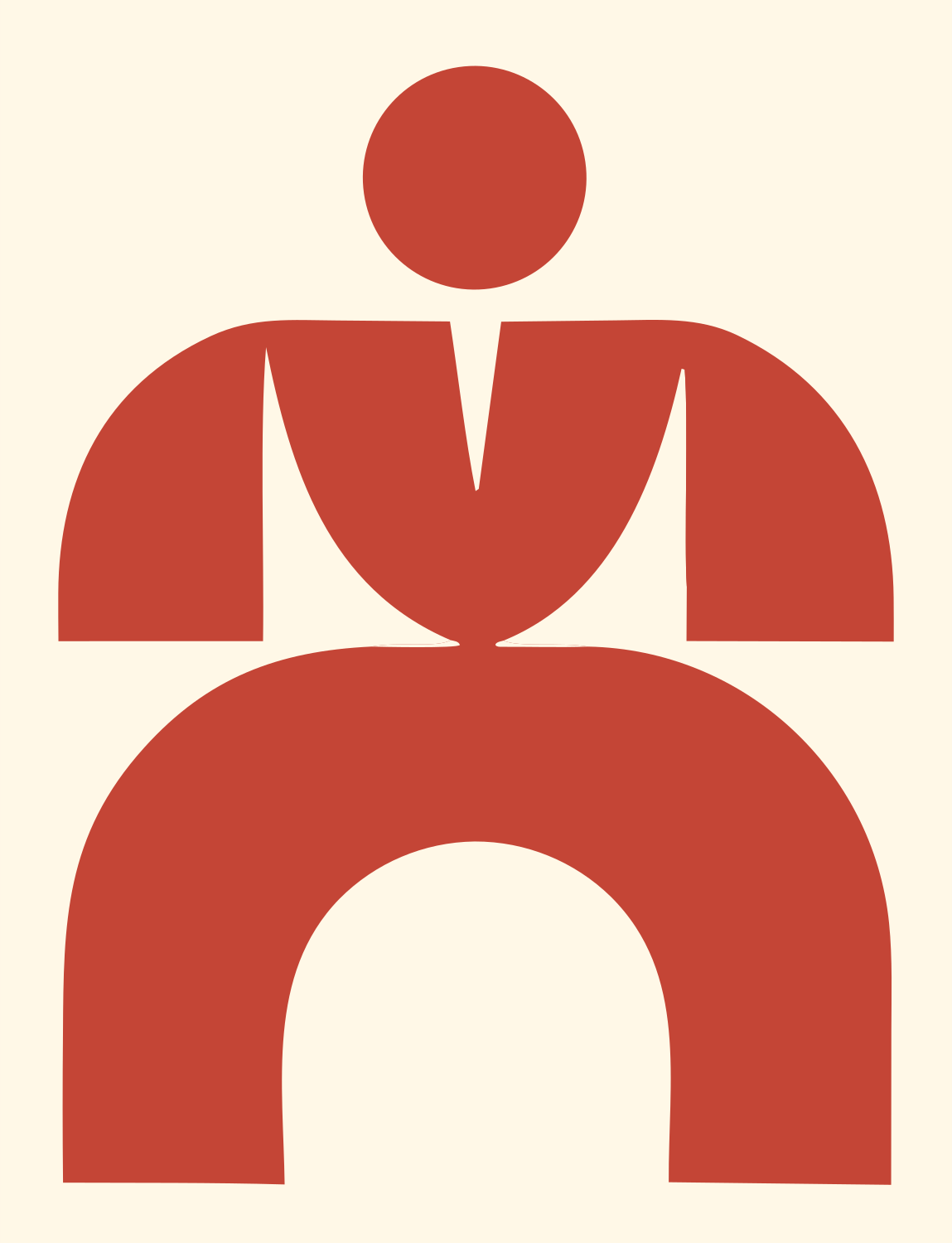 Seated Figure Arch Logo #fff8e7/#c44536
