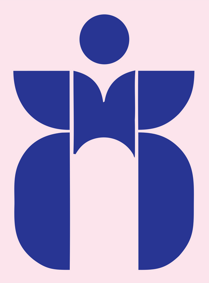 Winged Figure Capsule Logo #fce4ec/#283593