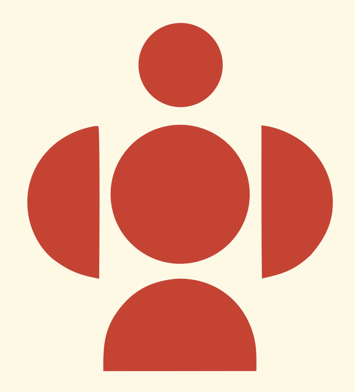 Orbiting Circles Figure Logo #fff8e7/#c44536