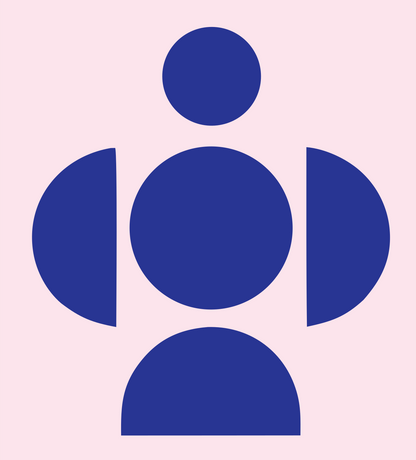 Orbiting Circles Figure Logo #fce4ec/#283593