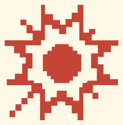 Pixel Sun Burst Logo #fff8e7/#c44536