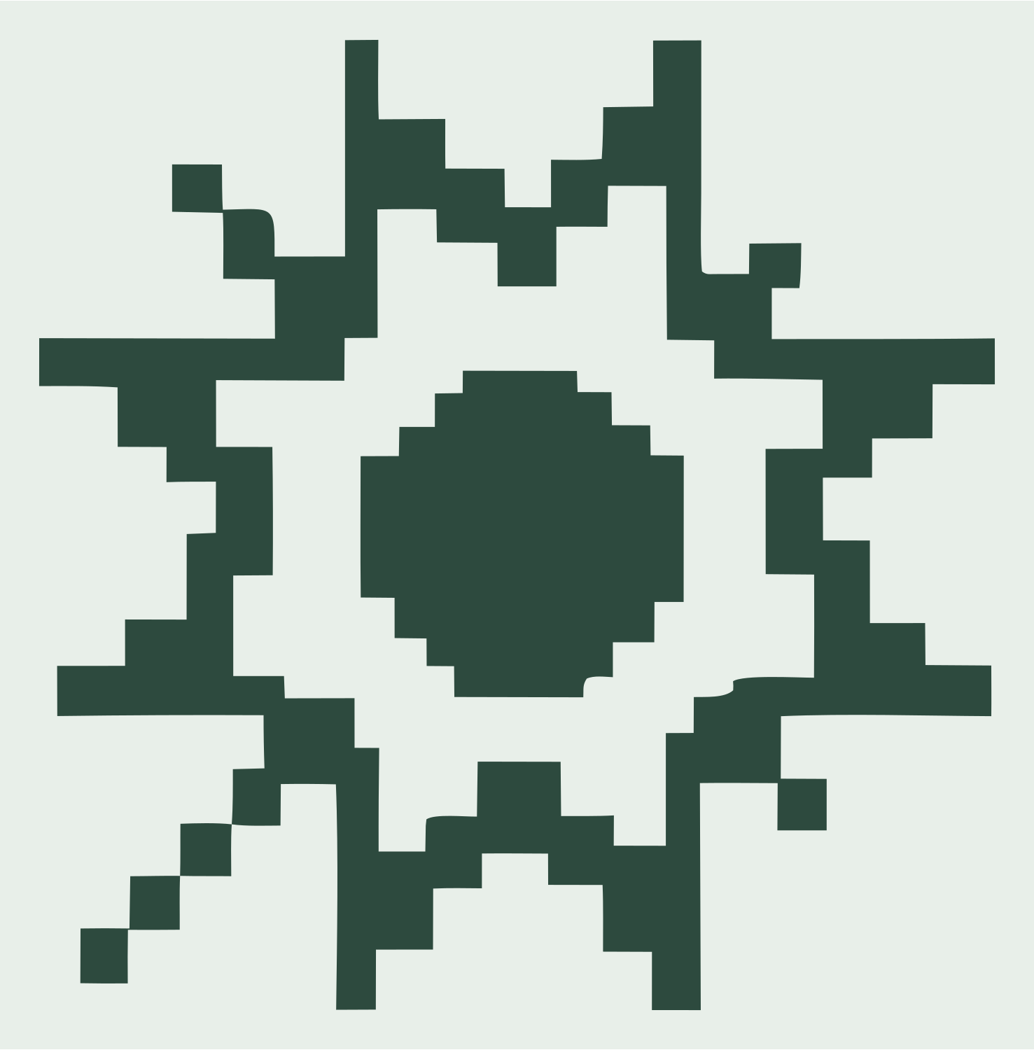 Pixel Sun Burst Logo #e8efe9/#2d4a3e
