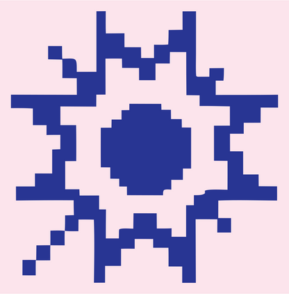 Pixel Sun Burst Logo #fce4ec/#283593