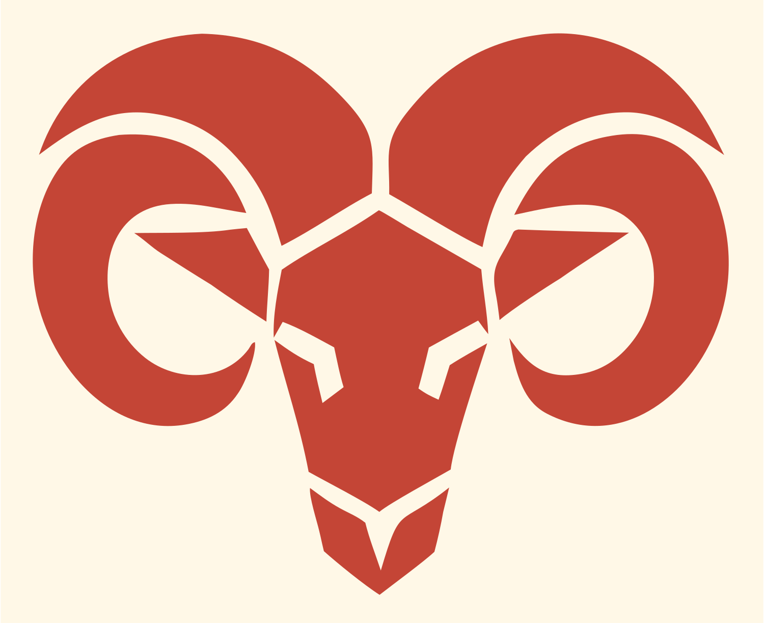 Frontal Ram Skull Logo #fff8e7/#c44536