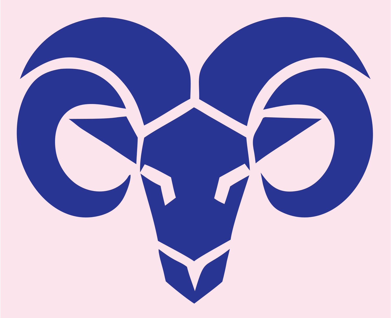 Frontal Ram Skull Logo #fce4ec/#283593
