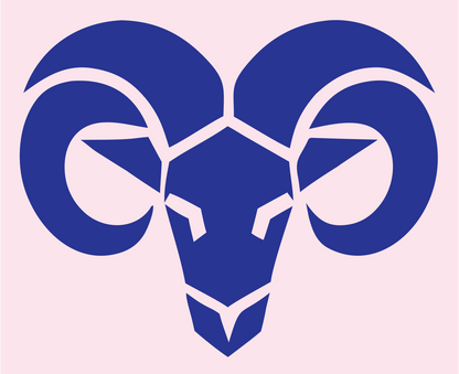 Frontal Ram Skull Logo #fce4ec/#283593