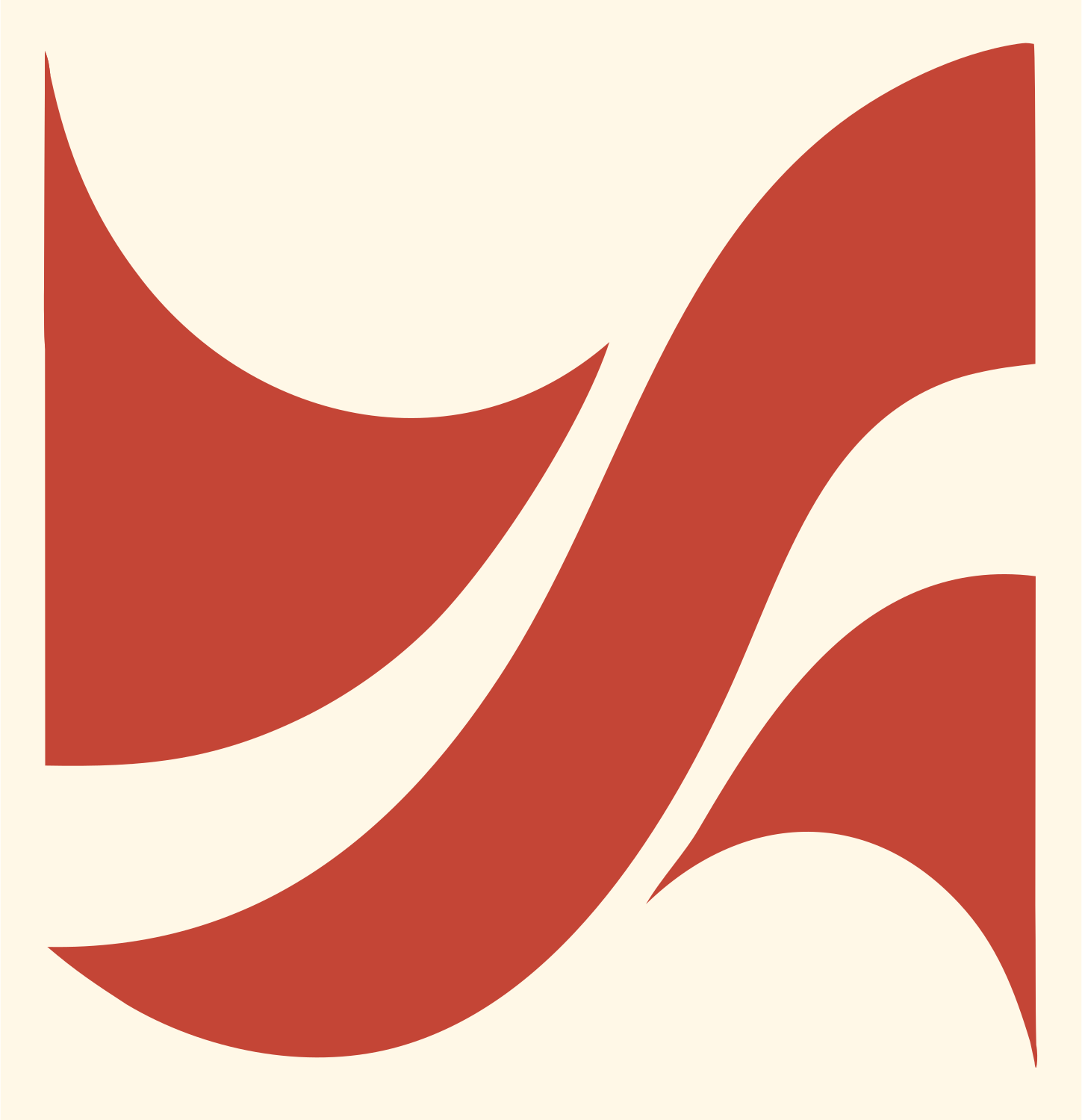 Fluid Sweep Current Logo #fff8e7/#c44536