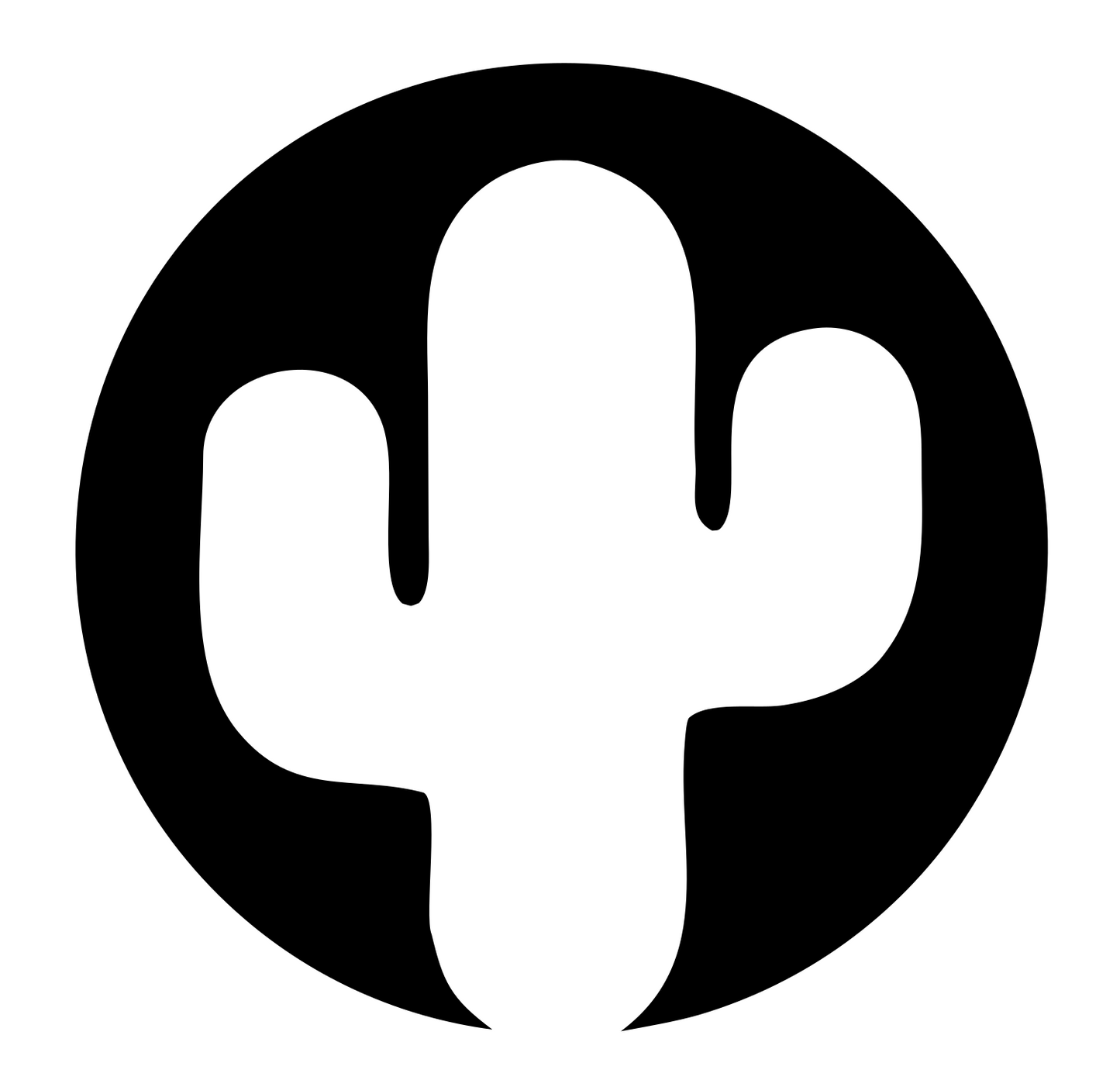Cactus Circle Negative Space Logo #ffffff/#000000