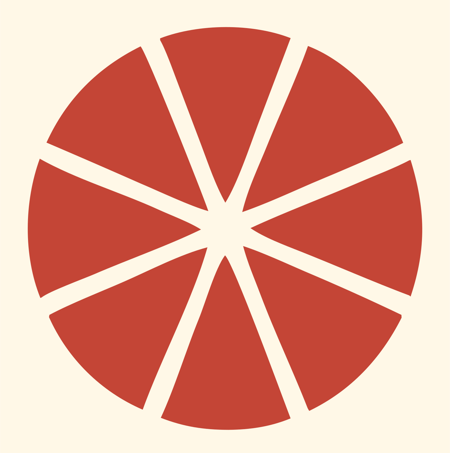 Citrus Wheel Slice Logo #fff8e7/#c44536