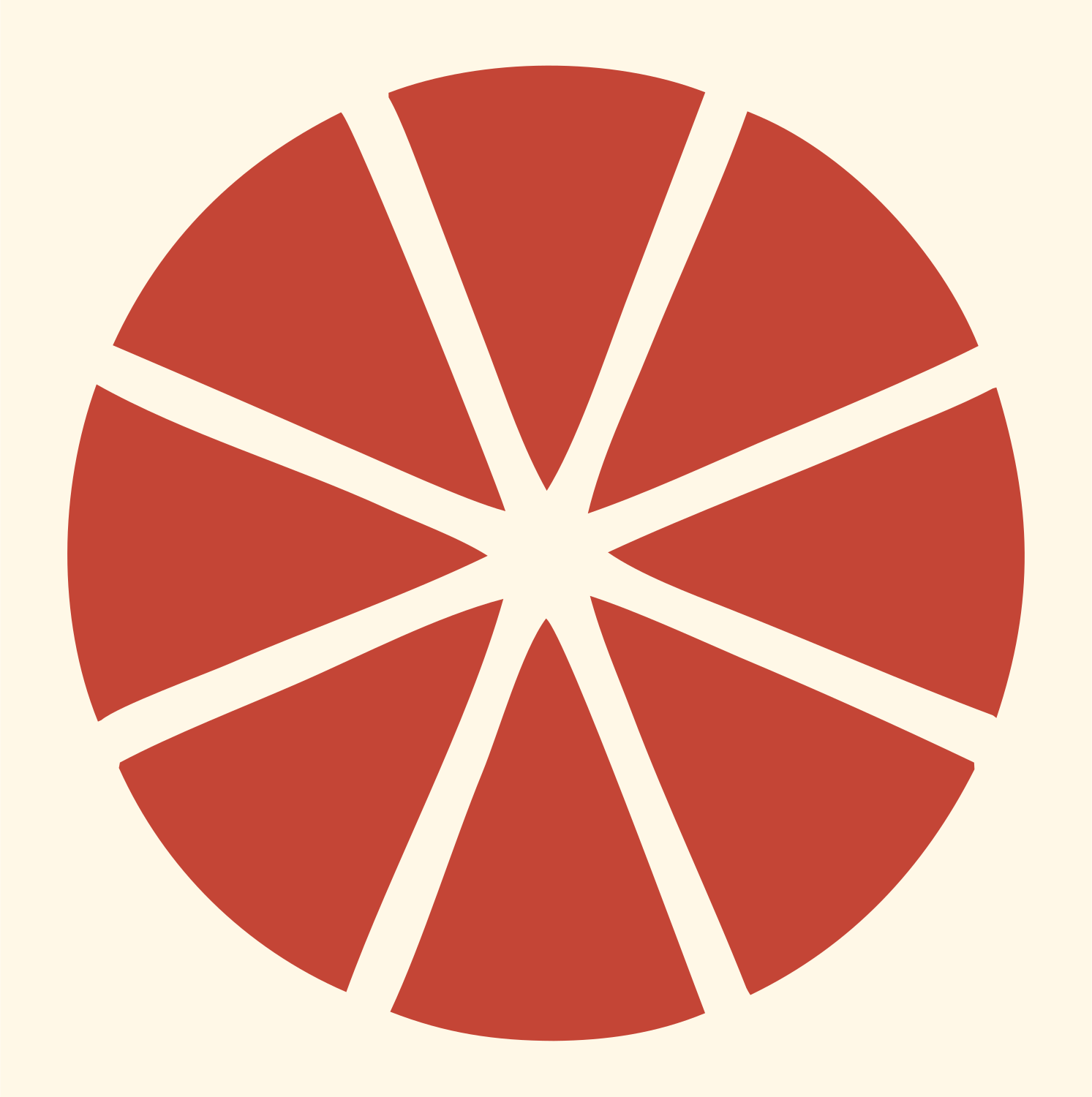 Citrus Wheel Slice Logo #fff8e7/#c44536