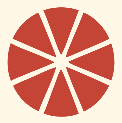 Citrus Wheel Slice Logo #fff8e7/#c44536
