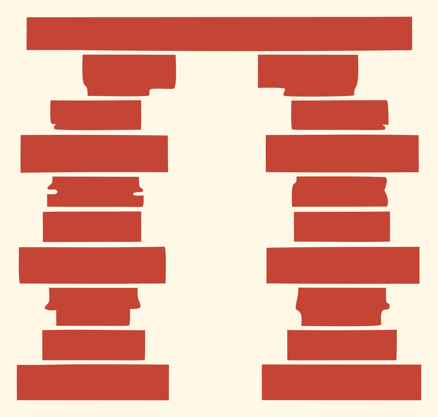 Twin Columns Island Logo #fff8e7/#c44536