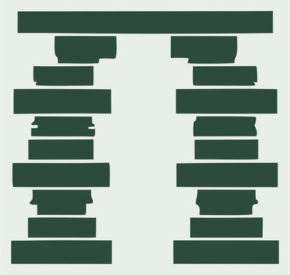 Twin Columns Island Logo #e8efe9/#2d4a3e