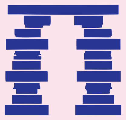 Twin Columns Island Logo #fce4ec/#283593