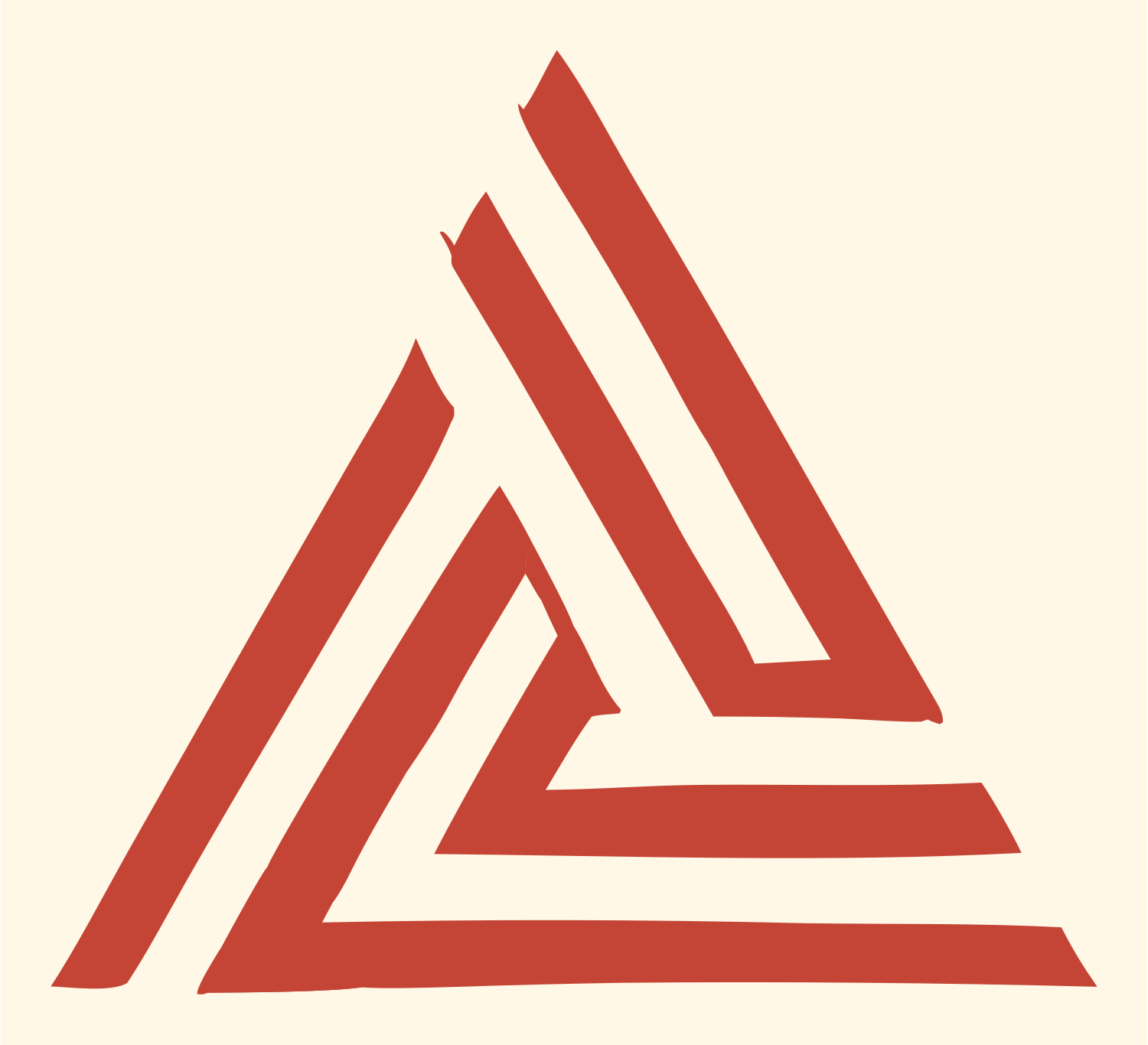 Hand-Drawn Valknut Triangle Logo #fff8e7/#c44536
